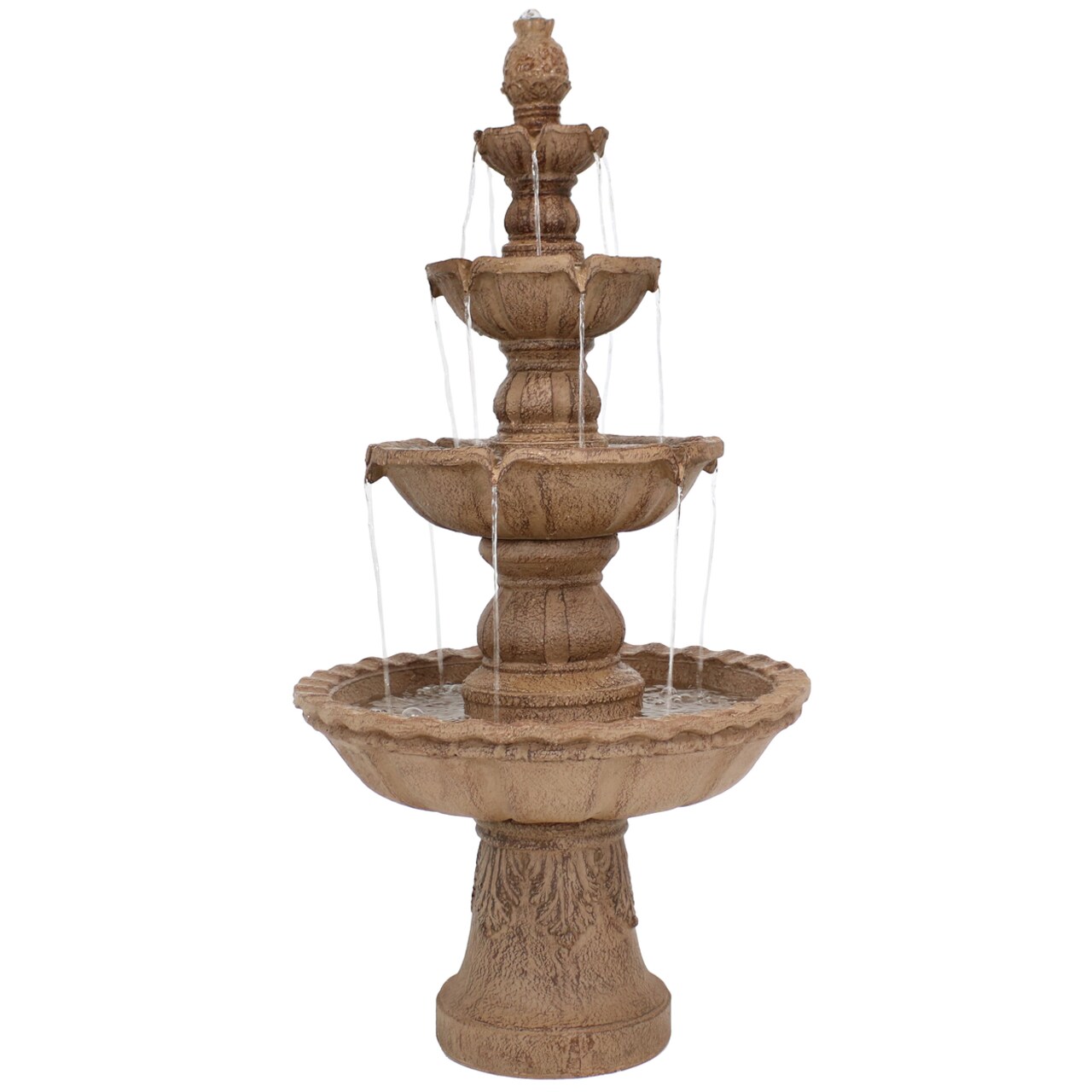 Sunnydaze Pineapple Resin Outdoor 4-Tier Water Fountain - Earth